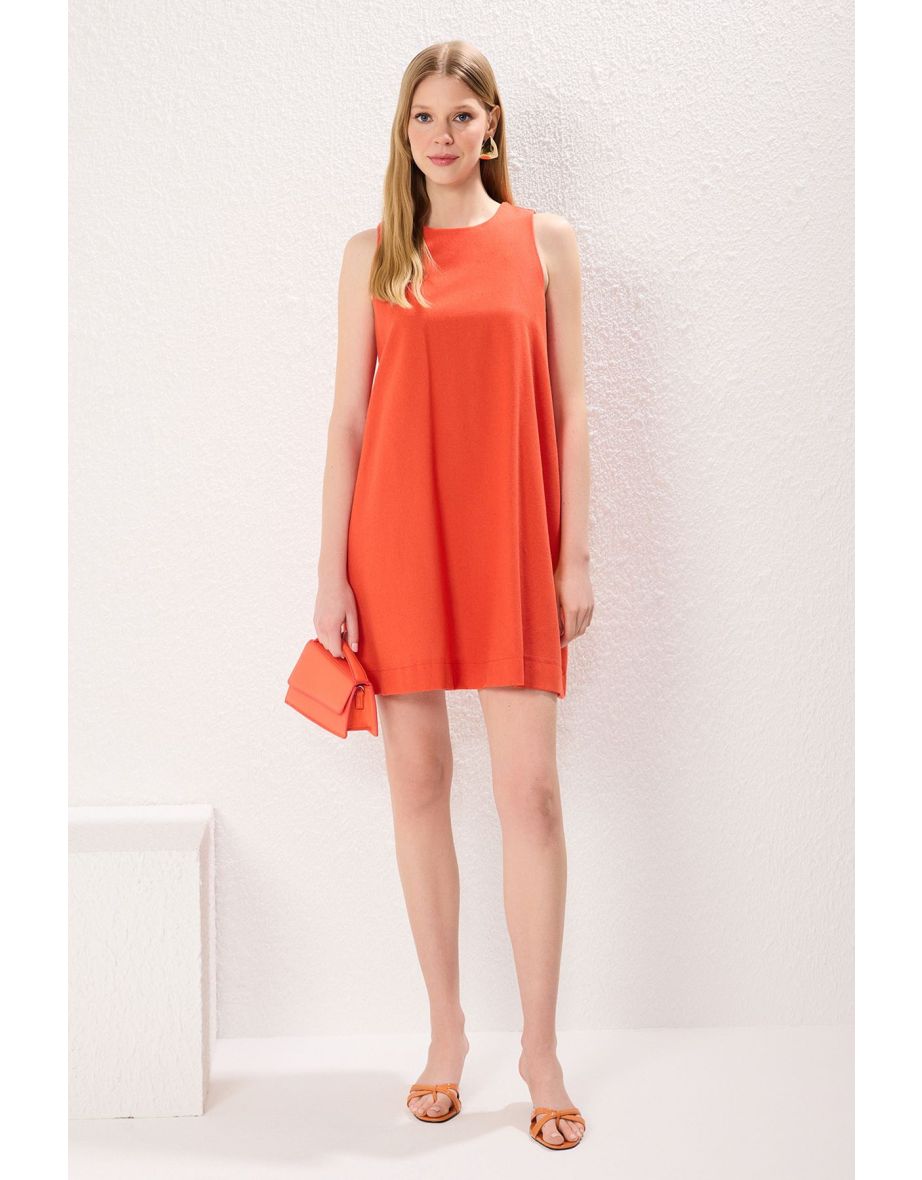 Red Plain Mini Woven Dress