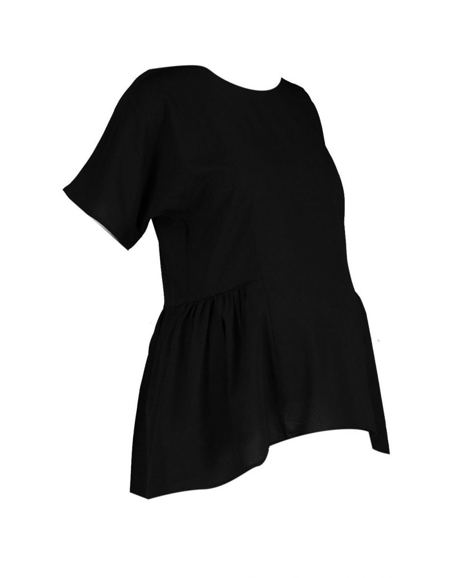 Maternity Tunic Dip Hem Smock Top - black - 1