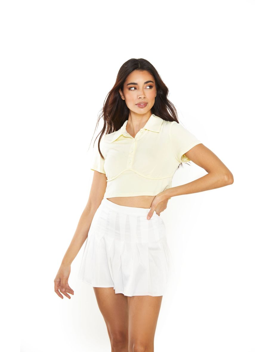 Glamorous Off White Pleated Mini Skirt