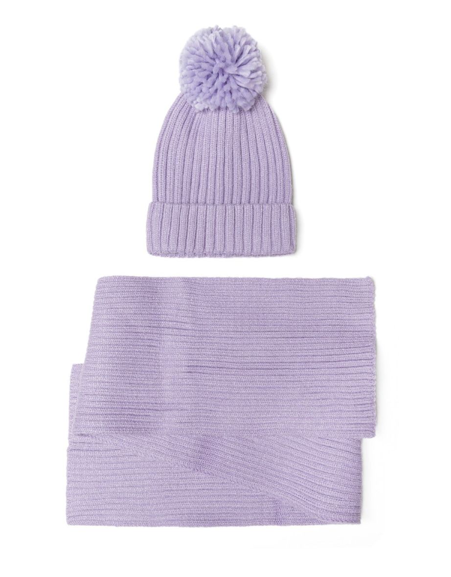 Girls Pom Pom Hat and Scarf Set