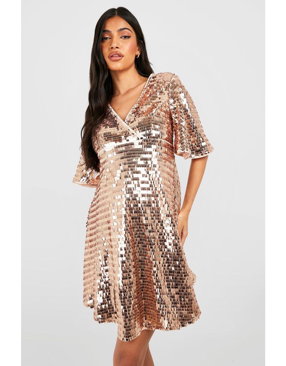Maternity Sequin Skater Dress - gold