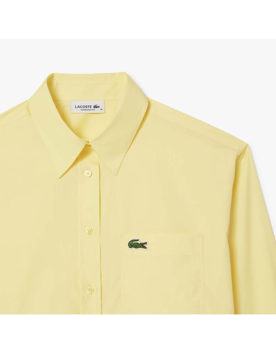 Women's Lacoste Oversized Poplin Shirt in Yellow - 2
