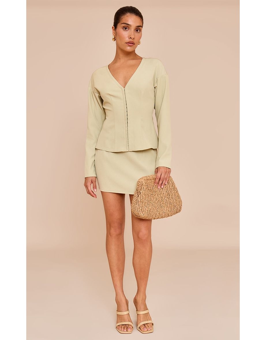 Petite Soft Olive Mid Rise Mini Skirt