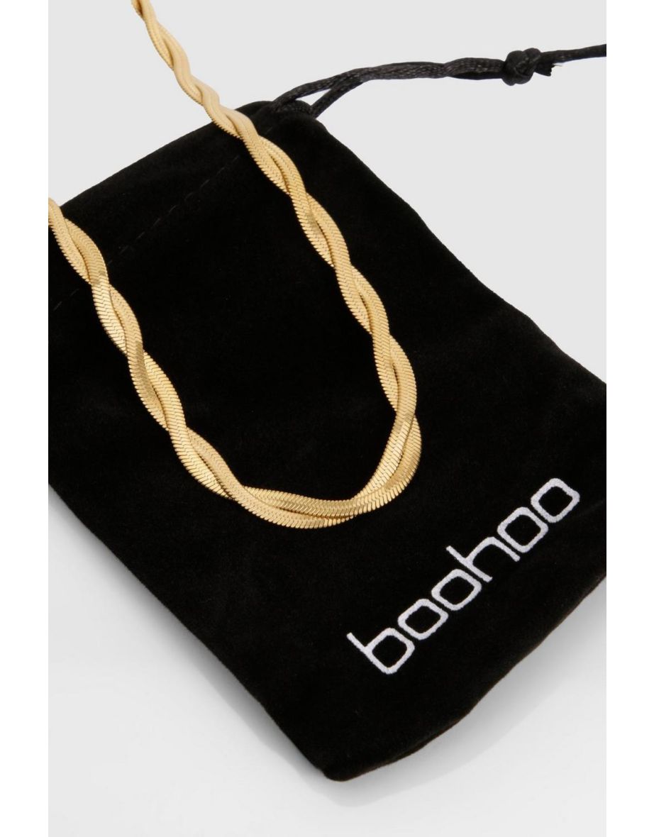 Stainless Steel Twisted Snake Chain Necklace - gold - 1