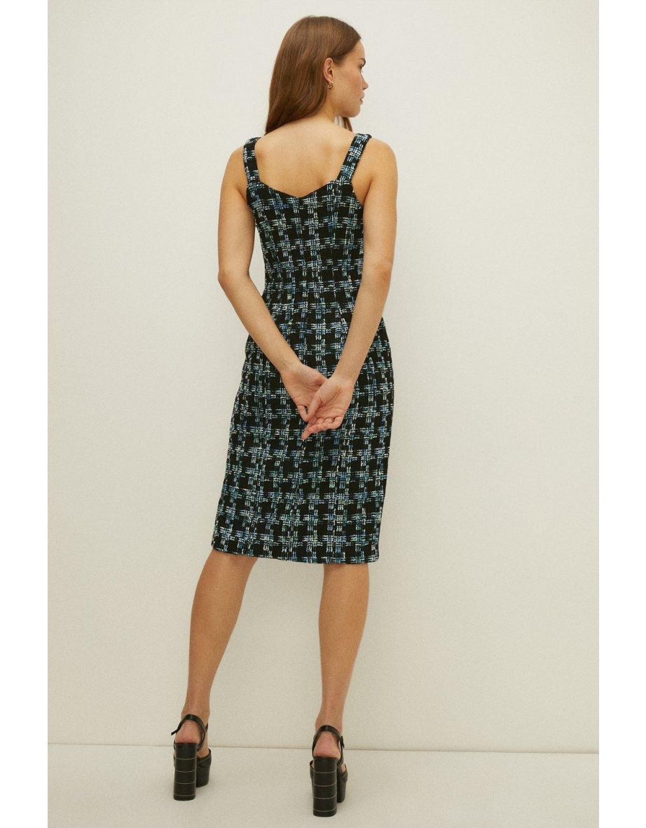 Premium Wool Mix Tweed Pencil Dress - 2