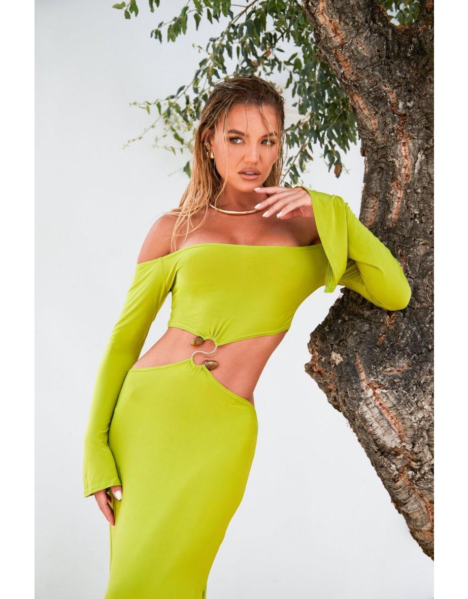 Molly Smith Cut Out Trim Detail Maxi Dress - olive - 3