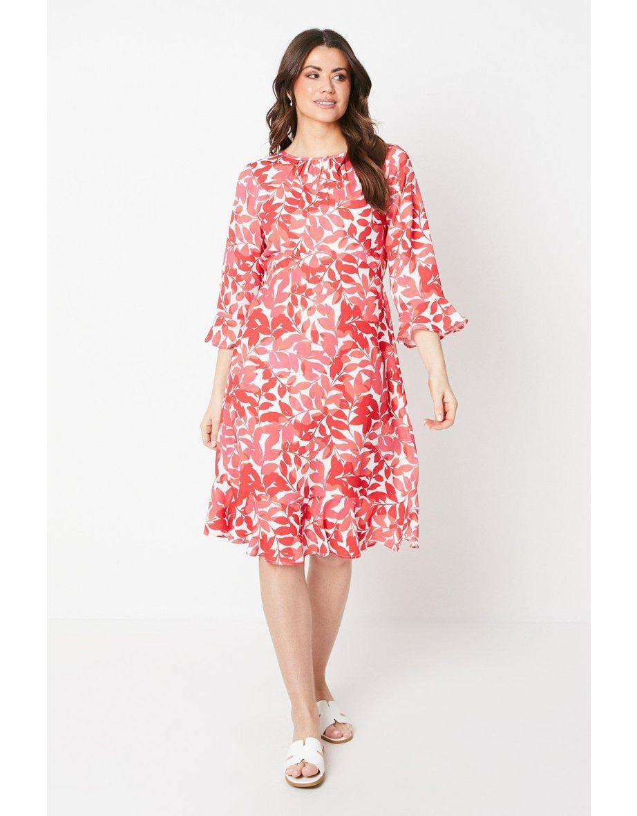 Printed Curved Hem Mini Tea Dress