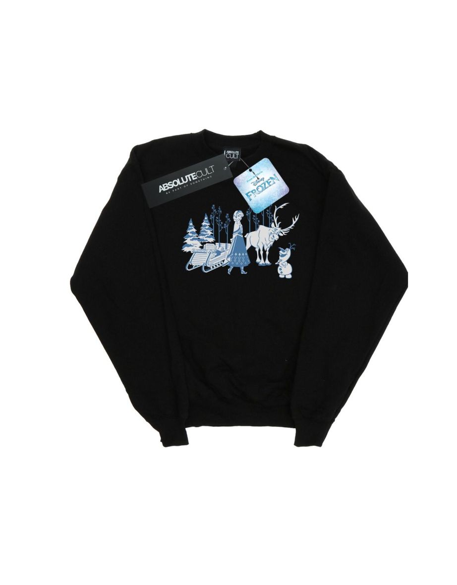 Disney Boys Frozen Anna Sven And Olaf Sweatshirt - Black