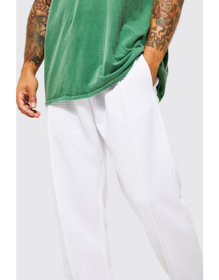 Split Hem  Heavy Weight Waffle Jogger - white - 2