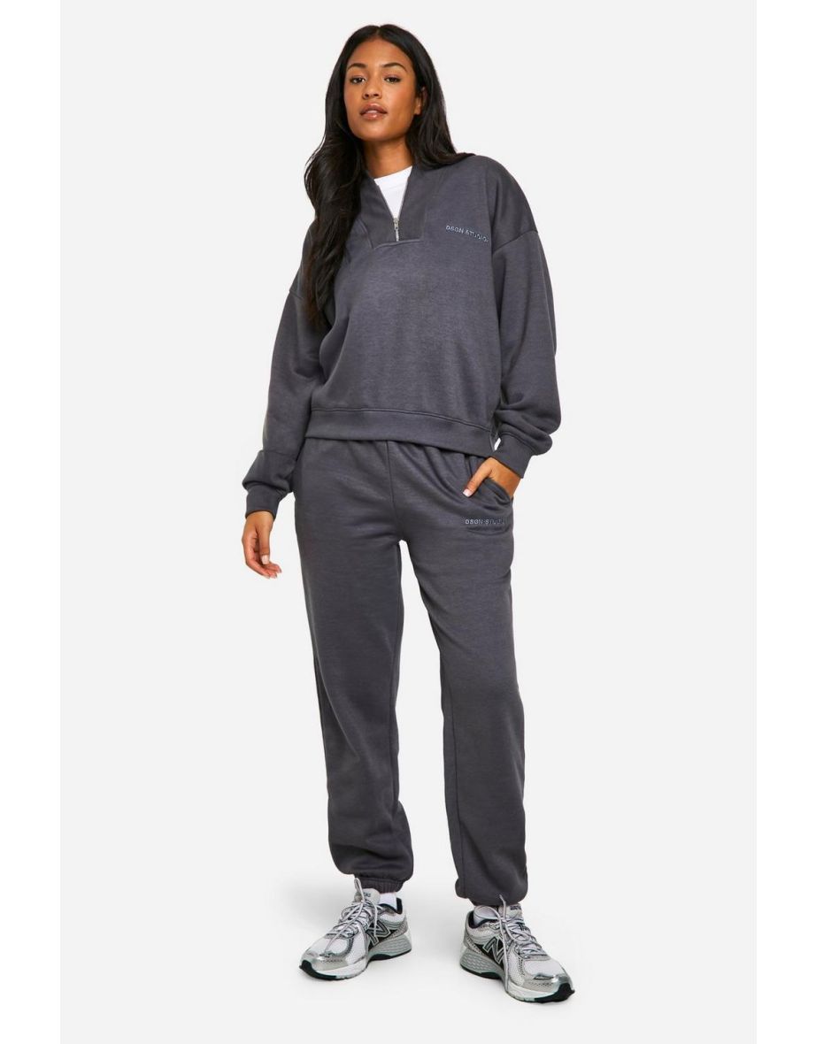 Tall Half Zip Seam Detail Tracksuit - charcoal