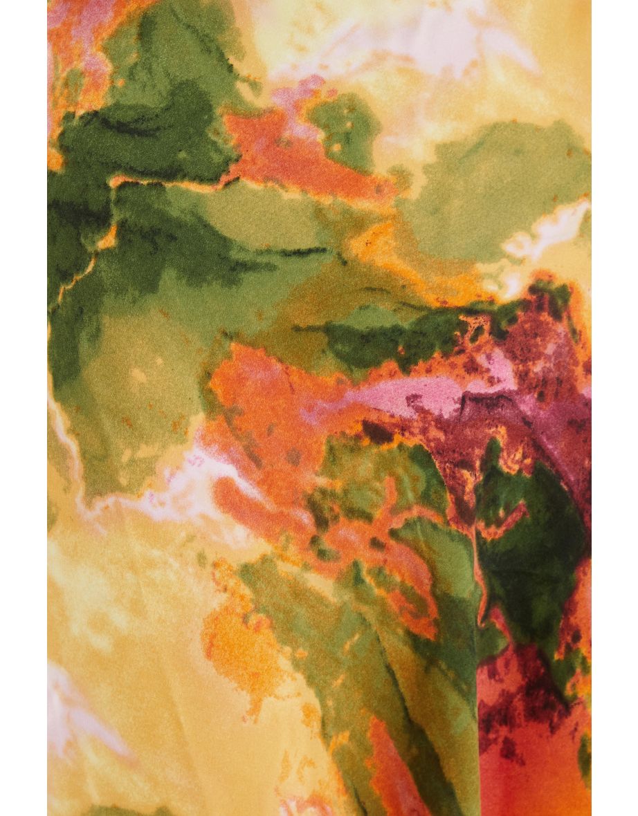 Multicoloured Satin Marble Print Midaxi Dress - 5