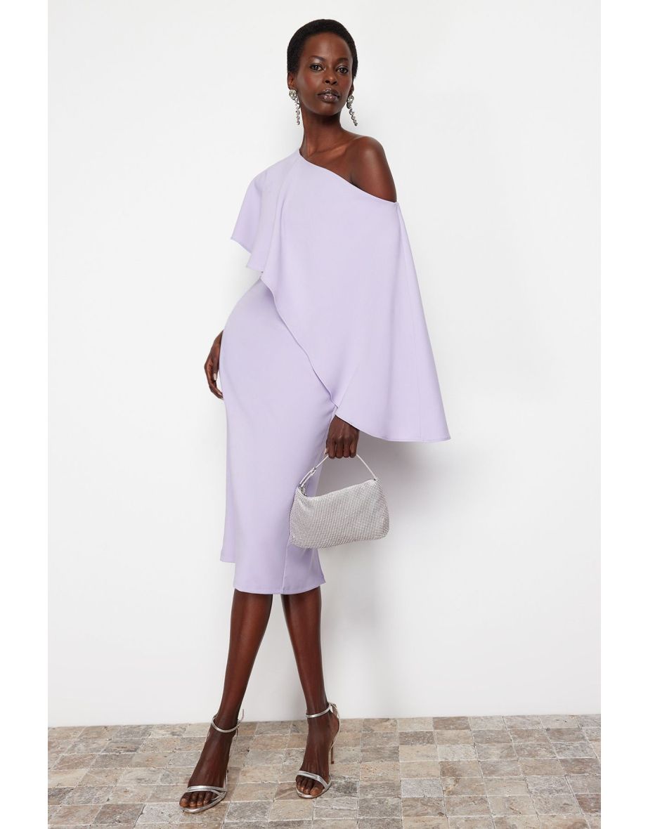 Lilac Single Sleeve Elegant Evening Dress