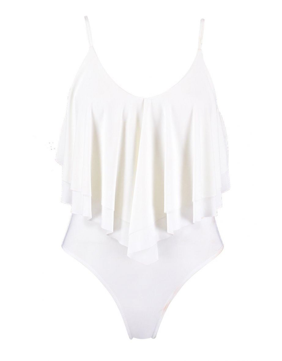 Double Layer Frill Bodysuit - white - 2