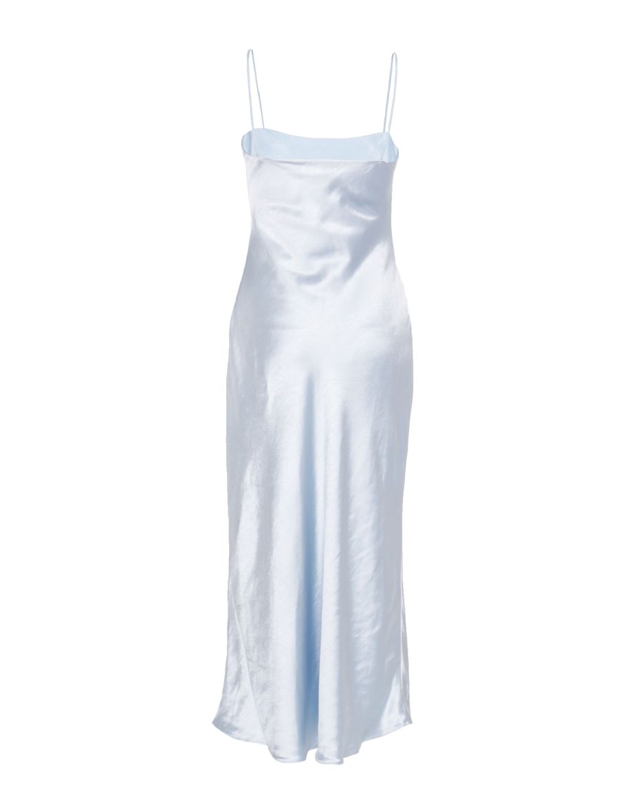 Delphine Icy Blue Midi Satin Slip Dress - 3