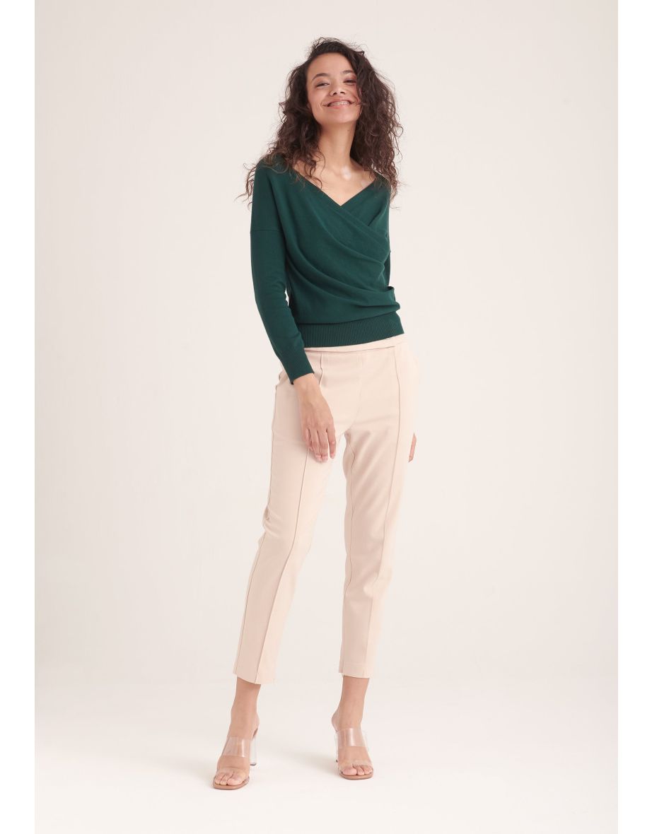Knitted Wrap Top with Long Sleeves