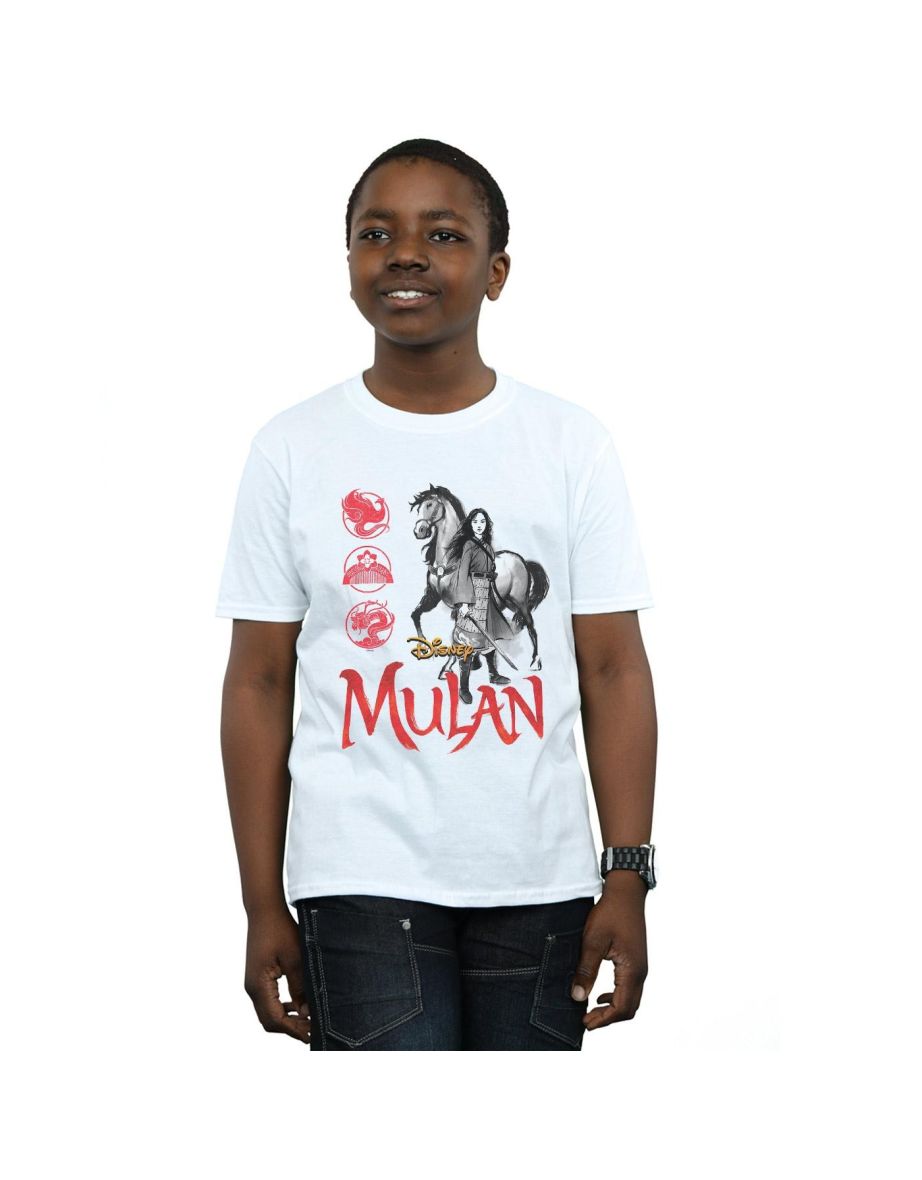 Disney Boys Mulan Movie Horse Pose T-Shirt - White