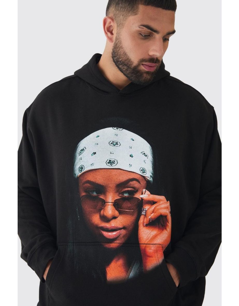 Plus Oversized Aaliyah License Hoodie - black - 2