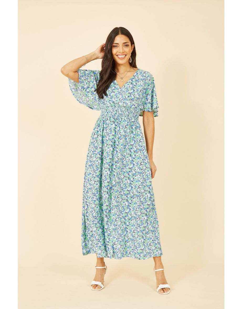 Yumi Green Ditsy Print Maxi Dress