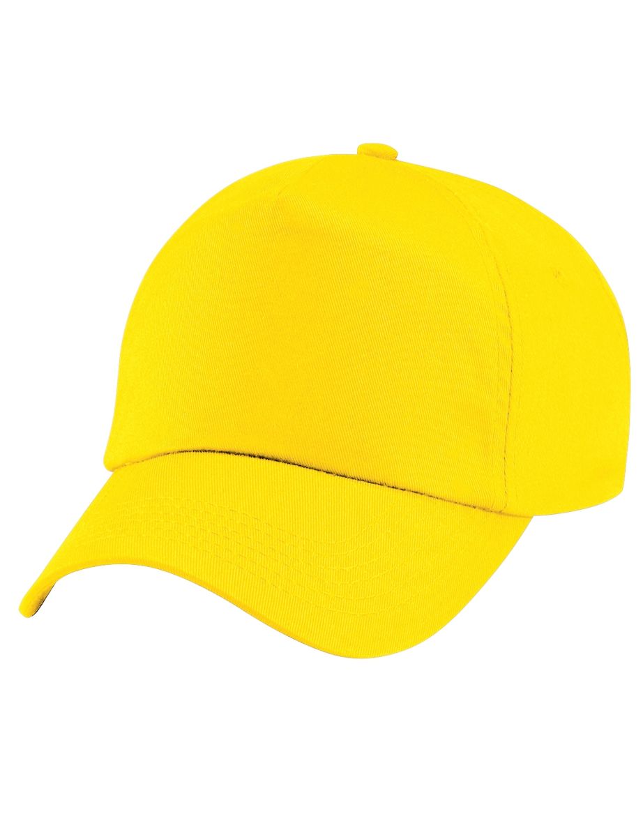 Beechfield Plain Unisex Junior Original 5 Panel Baseball Cap - Yellow