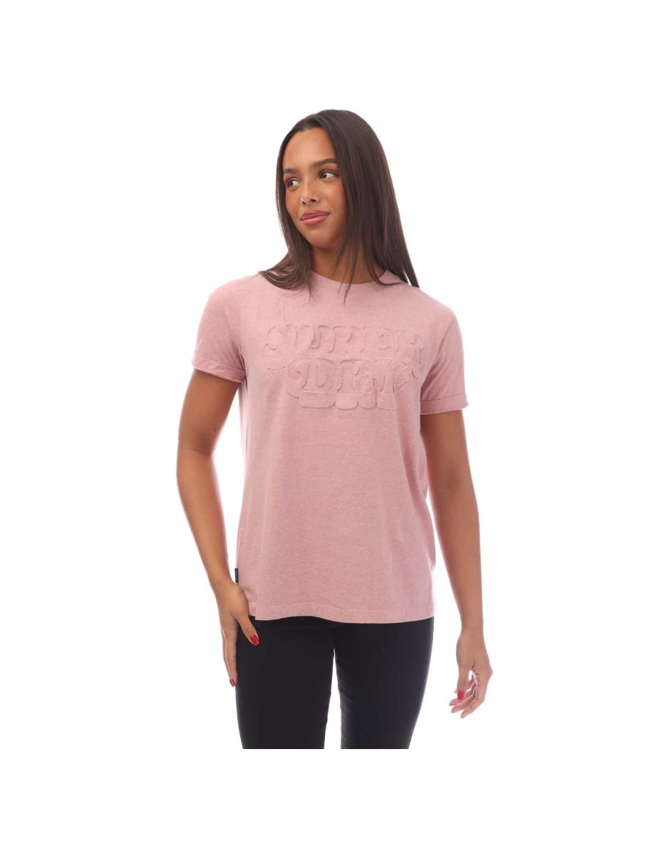 Women's Superdry Vintage Cooper Embossed T-Shirt in Pink