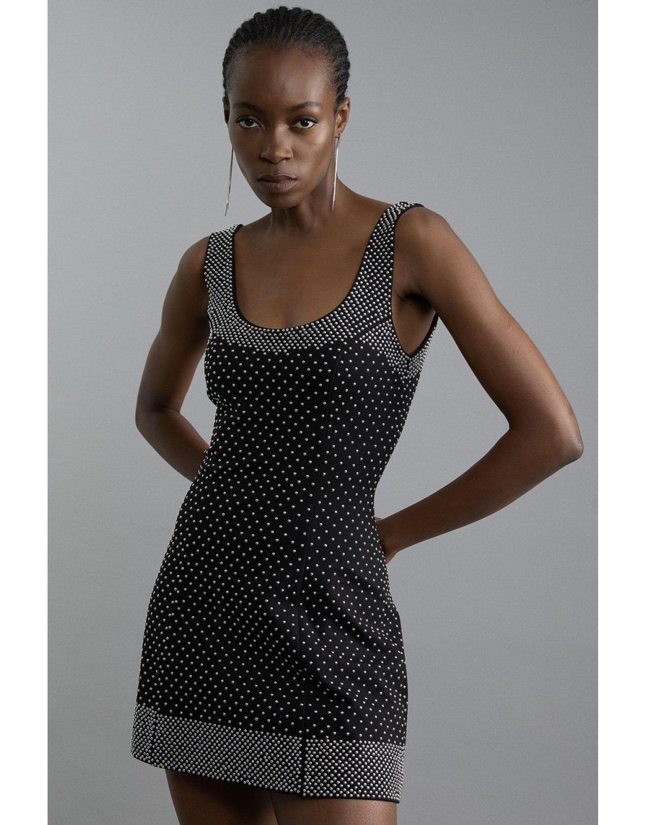 Studded Ponte Jersey Mini Dress
