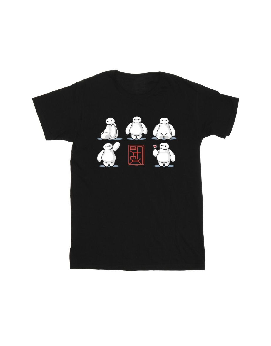 Disney Girls Big Hero 6 Baymax Many Poses Cotton T-Shirt - Black - 1