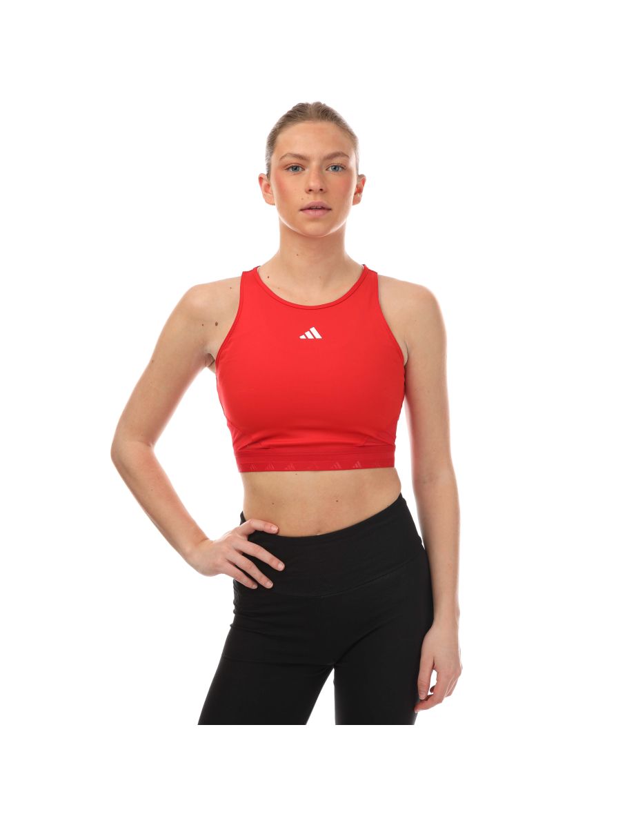 Women's adidas Aeroready Hyperglam Crop Top in Red