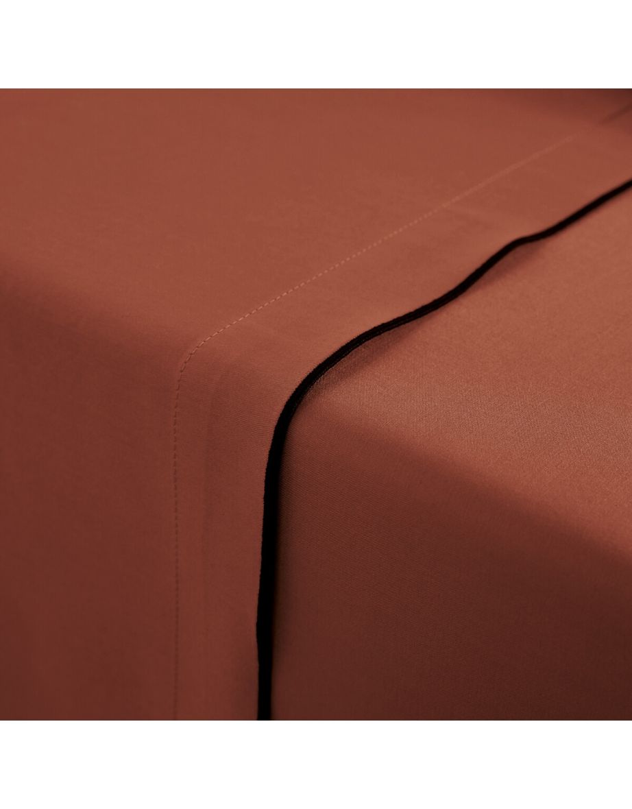 Victor Plain 100% Washed Cotton Satin 300 Thread Count Flat Sheet - 2