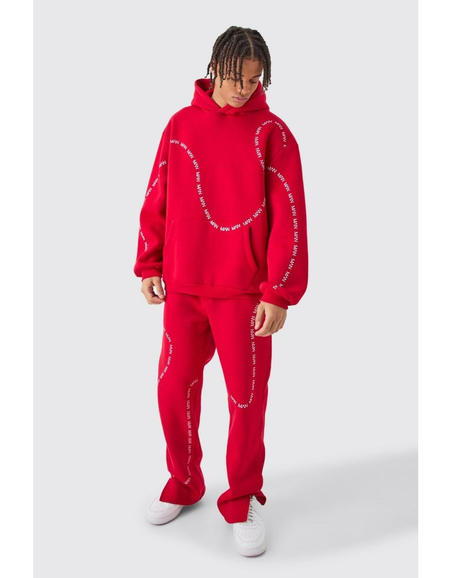 Shop Oversized Man Dash Printed Split Hem Tracksuit red Online in Lebanon VogaCloset