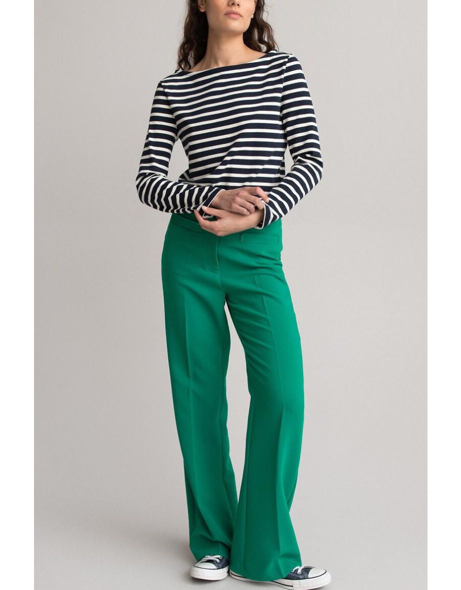 Breton Striped Cotton T-Shirt with Boat Neck and Long Sleeves