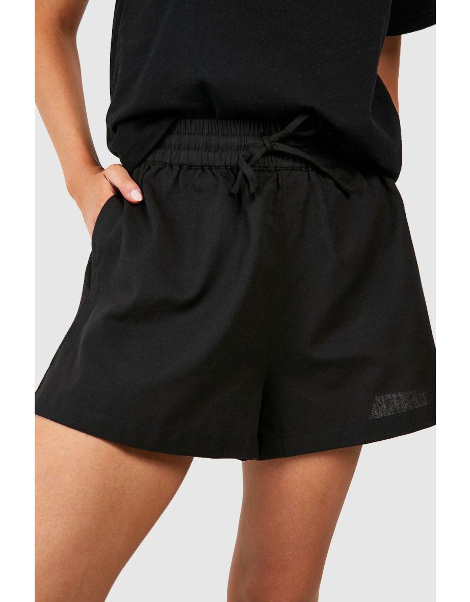 Tall Linen Look Flippy Shorts - black - 3