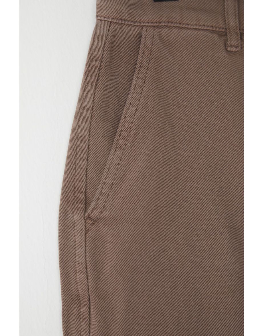 Mink Cargo Pocket Gabardine Baggy/Loose Cut 100% Cotton Casual Trousers - 4