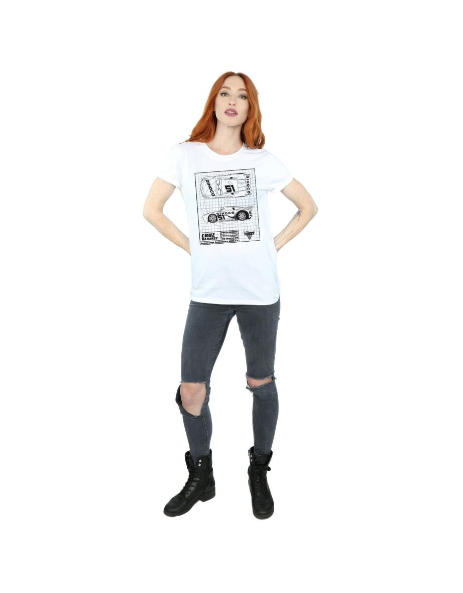 Disney Womens/Ladies Cars Cruz Ramirez Blueprint Cotton Boyfriend T-Shirt