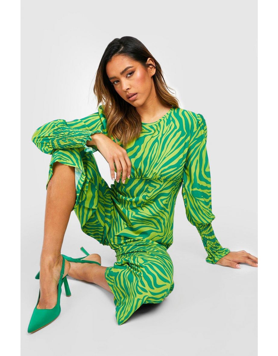 Zebra Long Sleeve Culotte Jumpsuit - green - 3