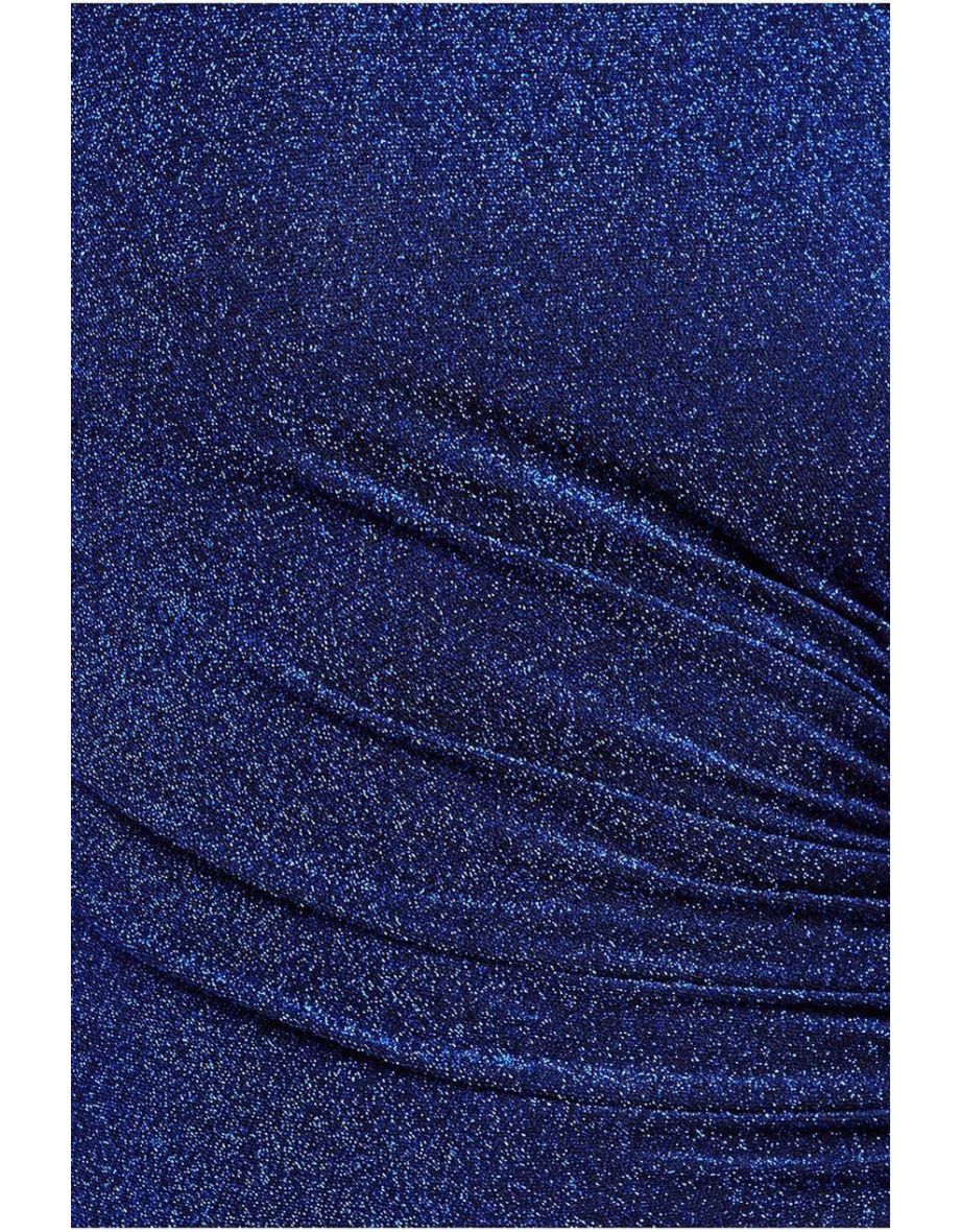 Goddiva Open Back One Sleeve Lurex Midi - Royal Blue - 3