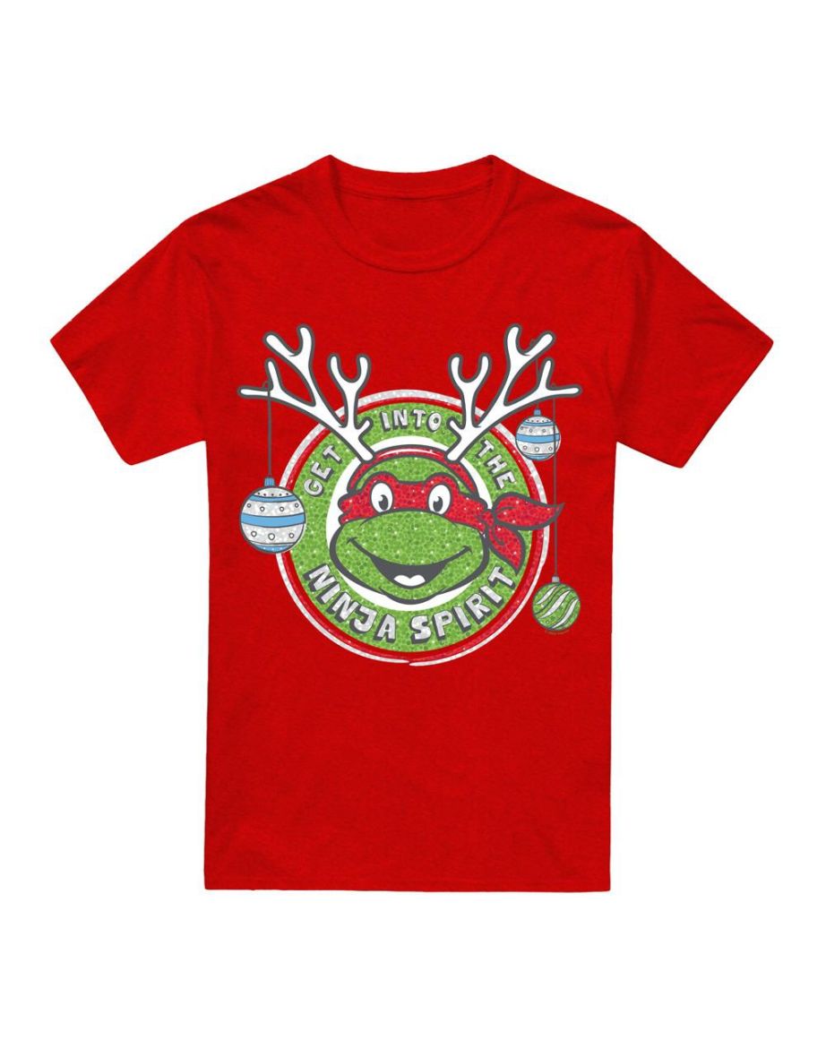 Teenage Mutant Ninja Turtles Unisex Adult Into The Ninja Spirit Christmas T-Shirt - Red