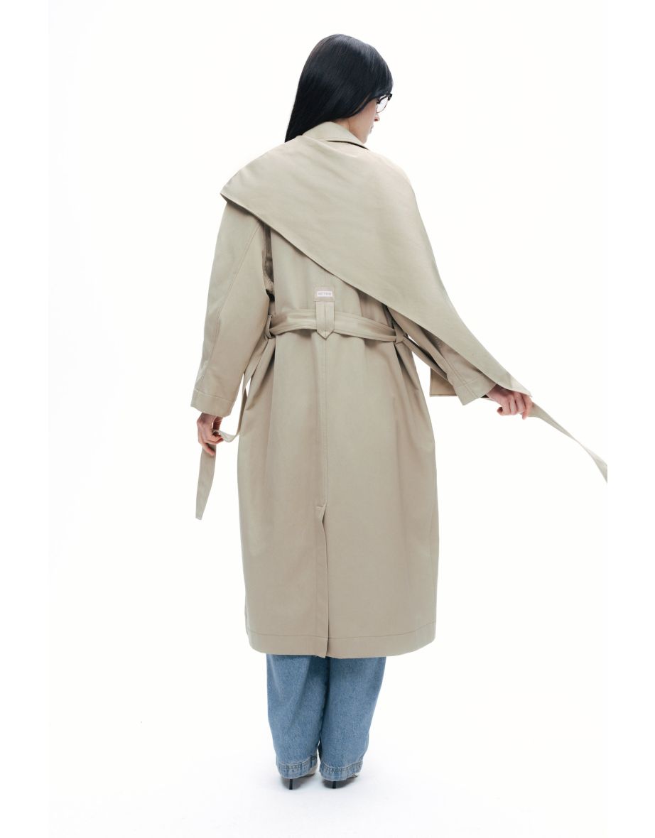 Scarf-Designed Trench Coat - 6