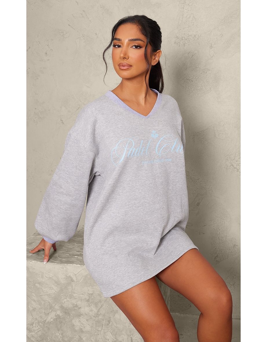 Shop Petite Grey Padel Club Graphic Jumper Dress Online in Kuwait VogaCloset