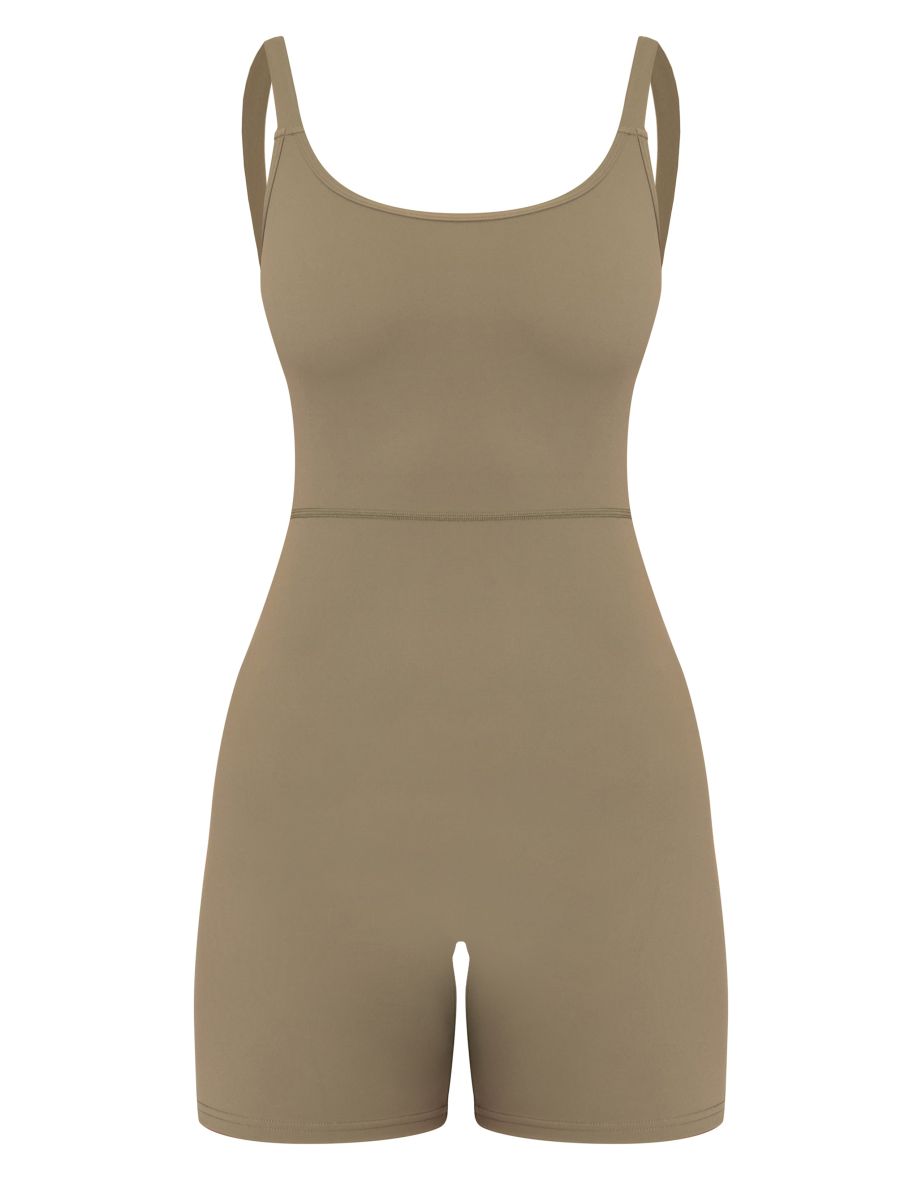 Olive Sculpt Matte Low Back Strappy Unitard - 4