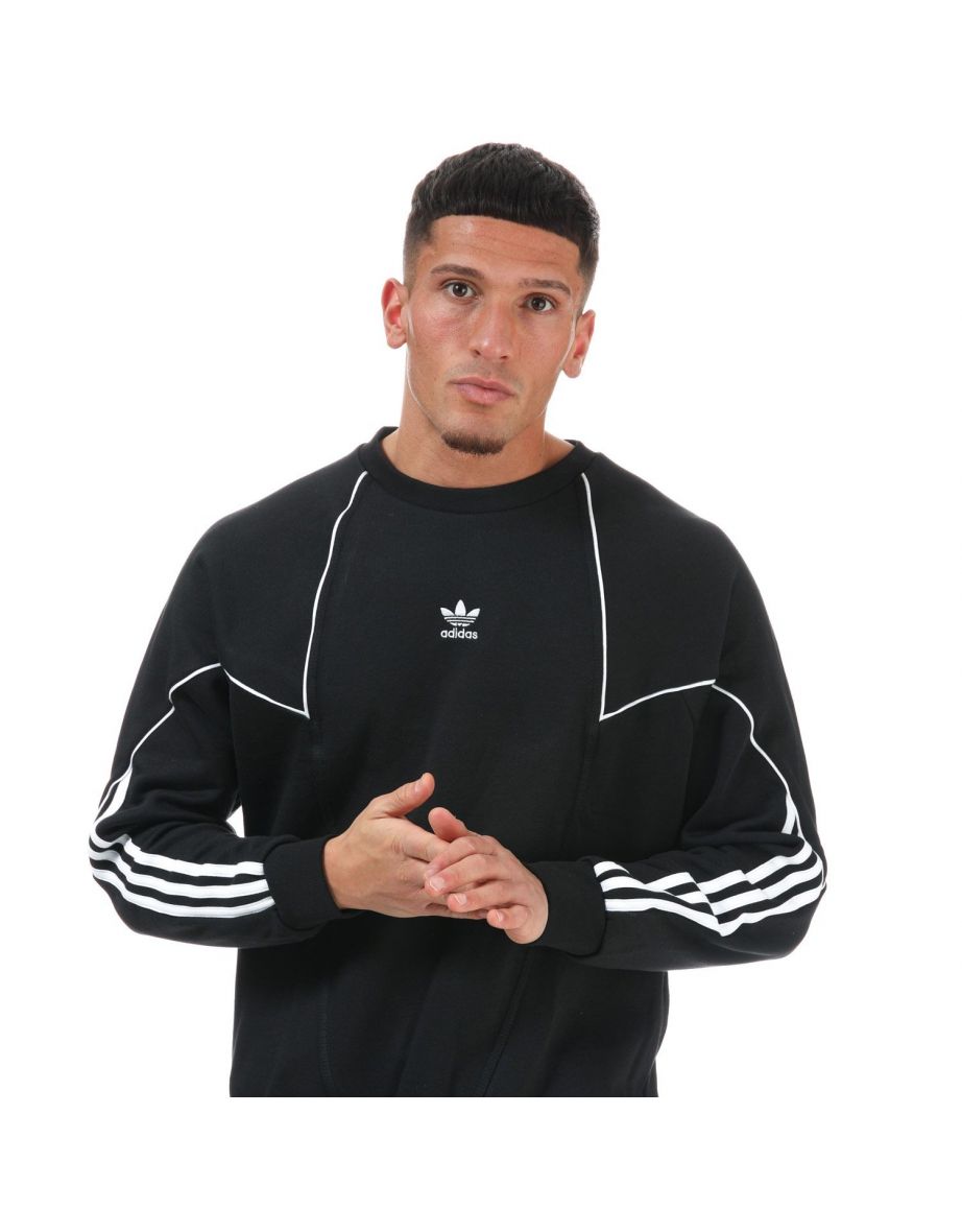 Men's adidas Originals Big Trefoil Abstract Crew Sweatshirt in Black - 5