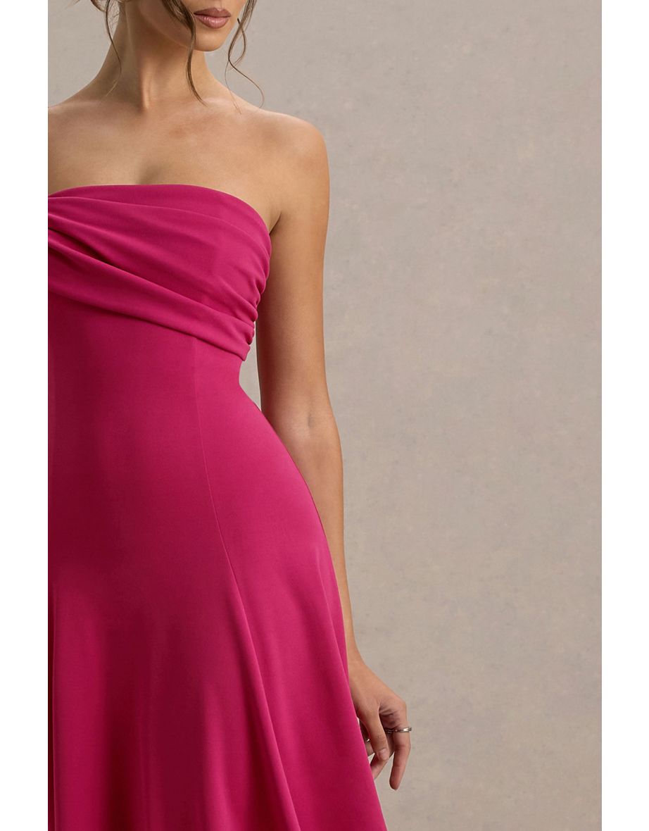 Malta | Hot Pink One-Shoulder Midi Dress - 5