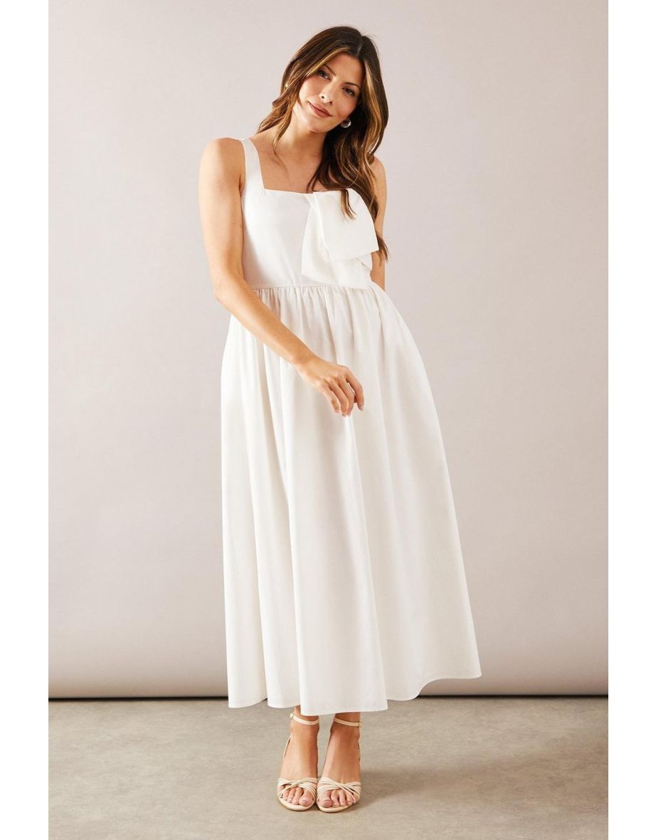 Bow Detail Cotton Midaxi Dress