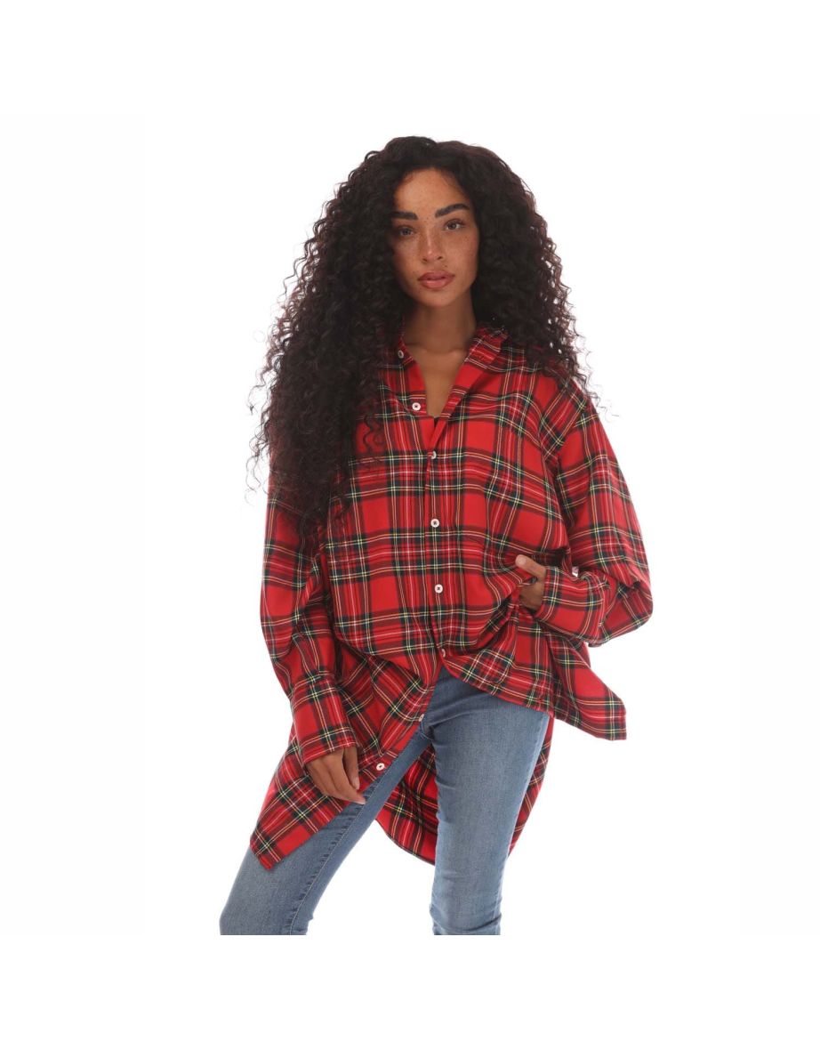 Women's Palm Angels Rhinestone Over Logo Shirt Dress in Red