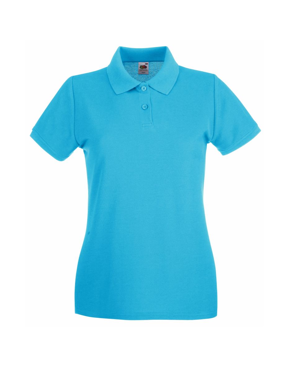Fruit Of The Loom Ladies Lady-Fit Premium Short Sleeve Polo Shirt - Azure Blue