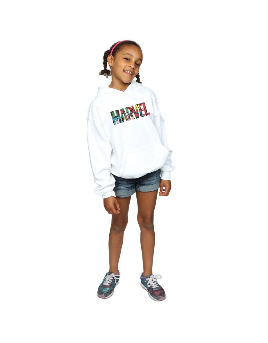 Marvel Comics Girls Logo Character Infill Hoodie - White