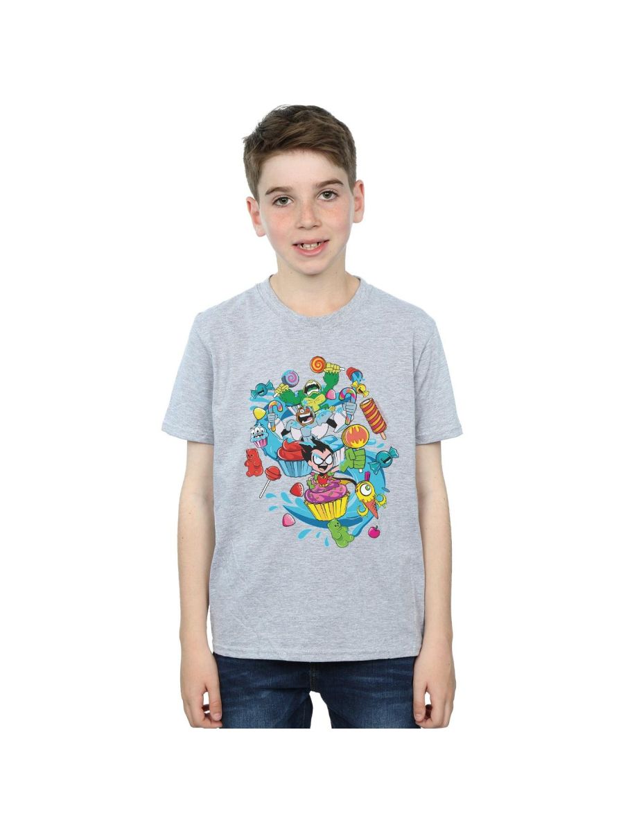 DC Comics Boys Teen Titans Go Candy Mania T-Shirt - Sports Grey