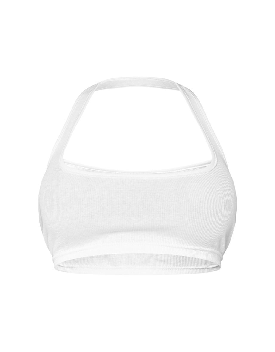 Shape White Ribbed Halterneck Bralet - 4