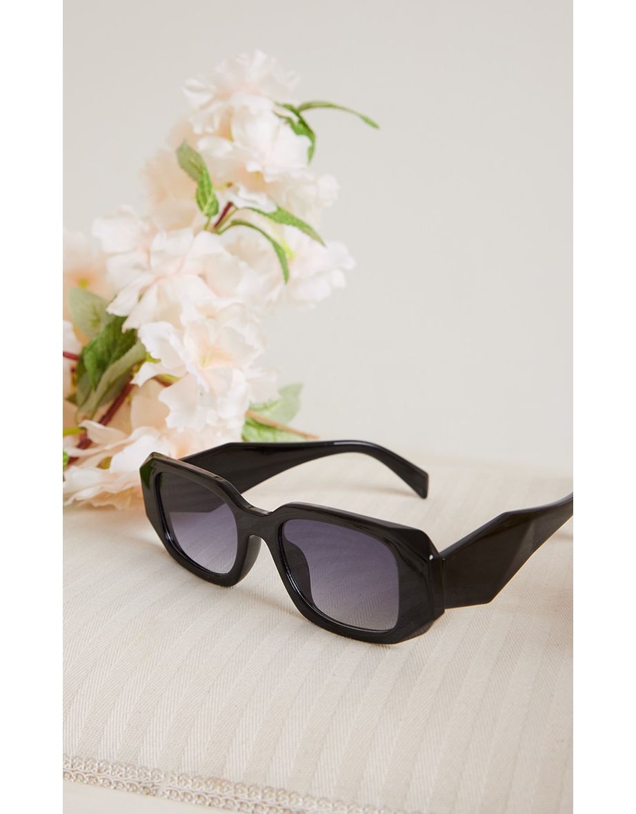 Black Diamond Detail Square Frame Sunglasses - 2
