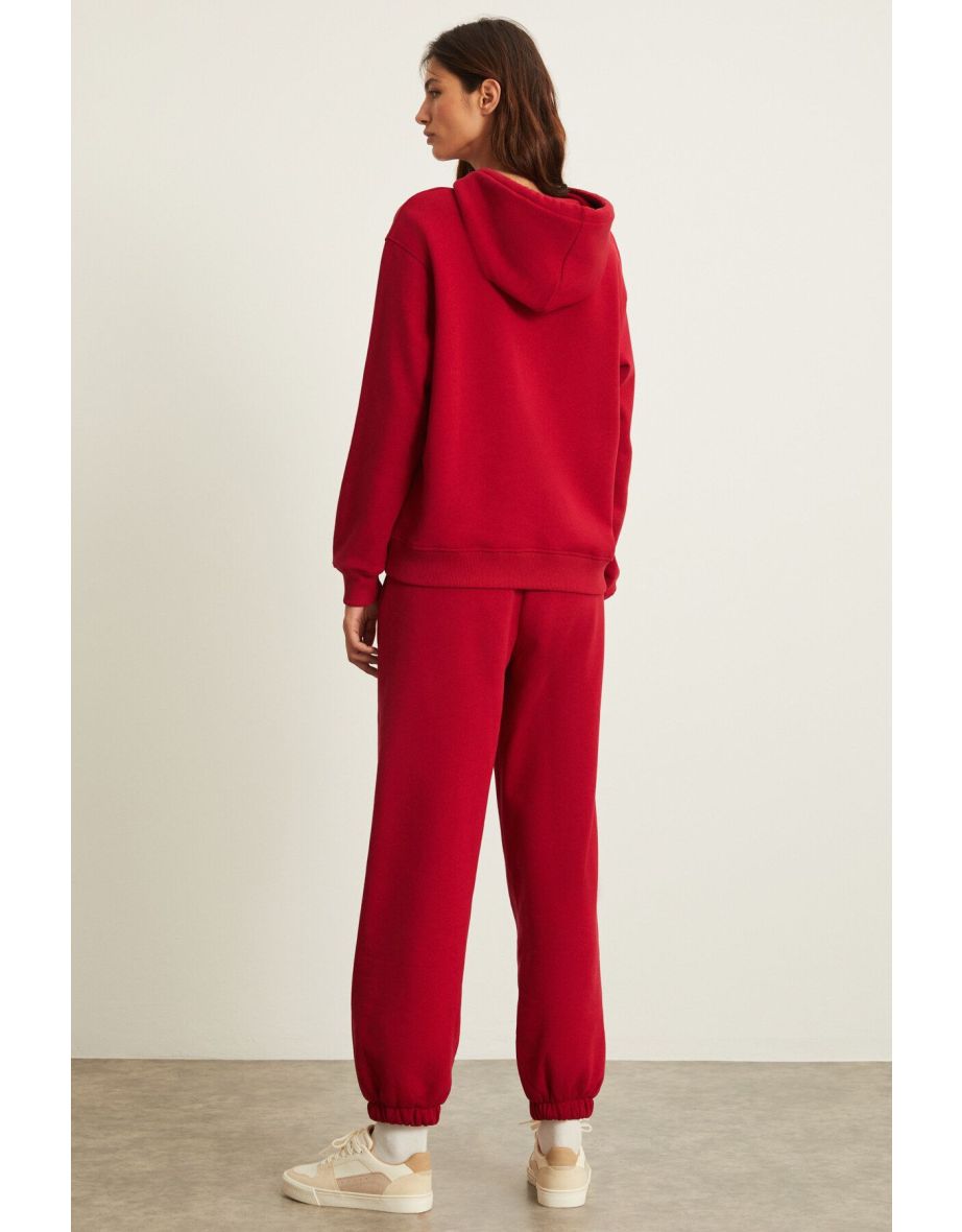 SHERI Women's 3 Yarn Inner Raised Soft Warm Red Sweatpants - 3