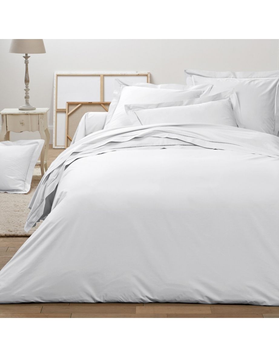 Secret Cotton Percale Flat Sheet with Spoke Stitching